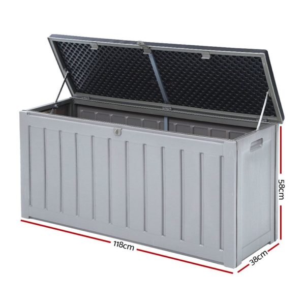 Outdoor Storage Box Bench Seat Lockable 240L - Grey | Outdoor Storage Boxes