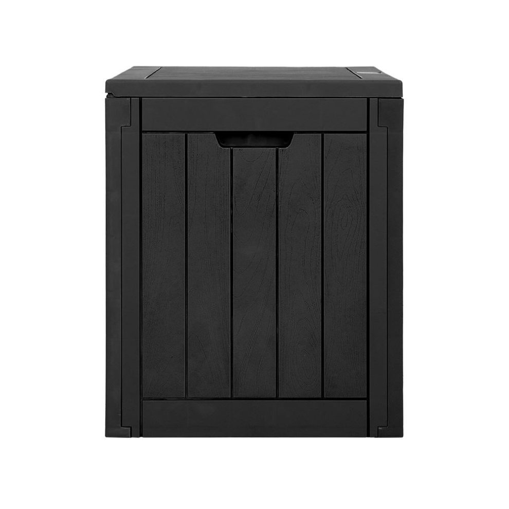 118L Outdoor Storage Box Container & Seat - Black - Outdoor Storage Boxes