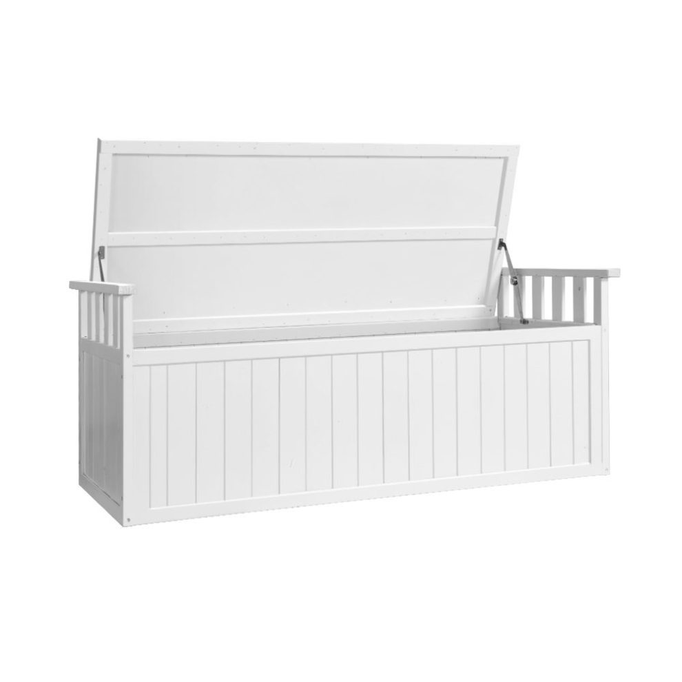 1.29m Wooden Outdoor Storage Box & Garden Bench - White - Outdoor ...